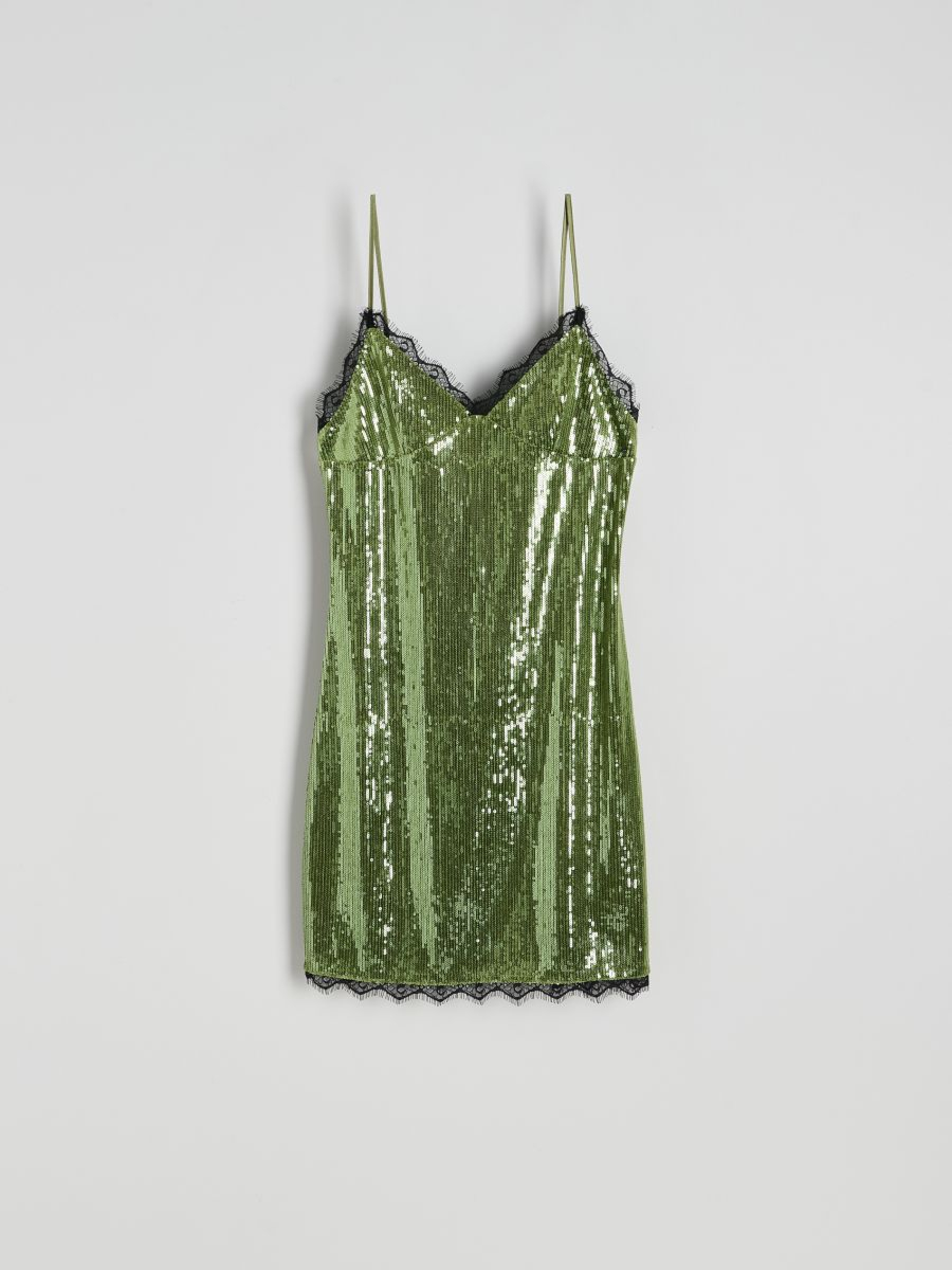 שמלת מיני עם פאייטים ופרטי תחרה main product photo