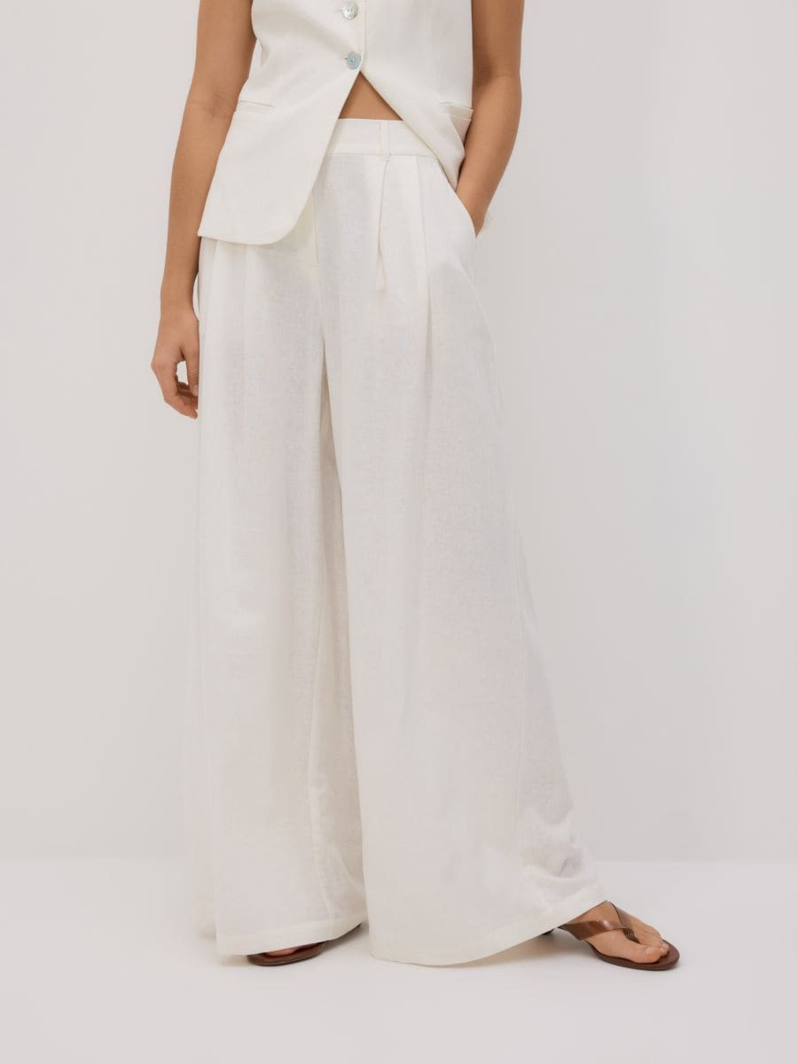 מכנסיים בגזרה רחבה תערובת פשתן main product photo