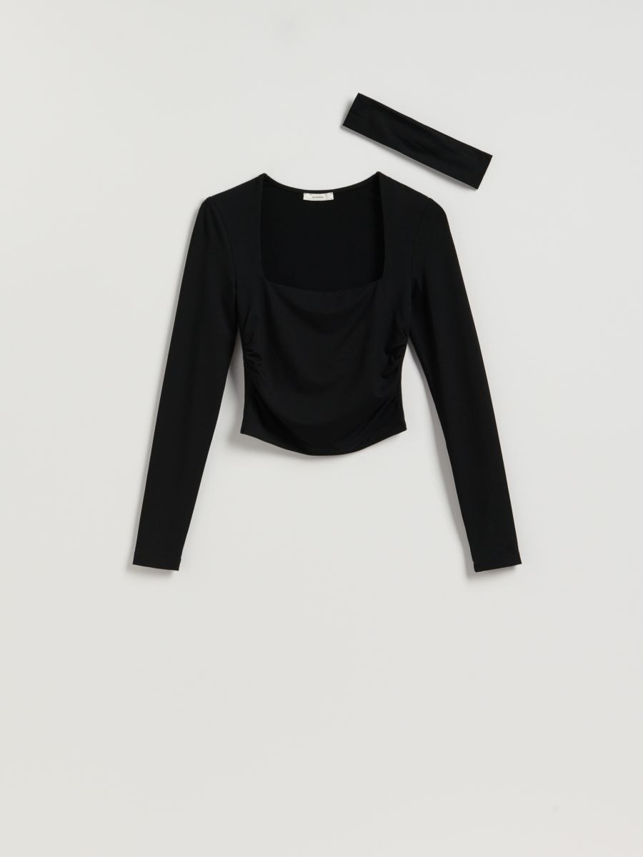 טי שירט צמודה משולבת ויסקוזה main product photo