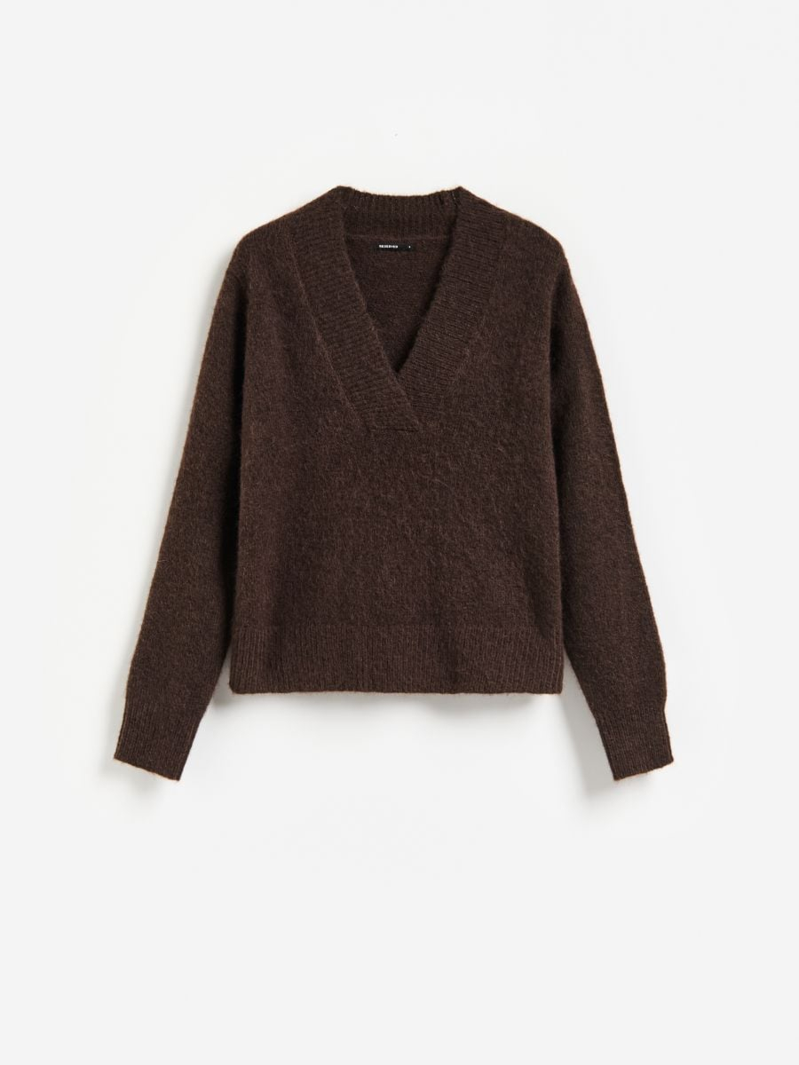 סוודר בתערובת צמר עם מפתח וי main product photo