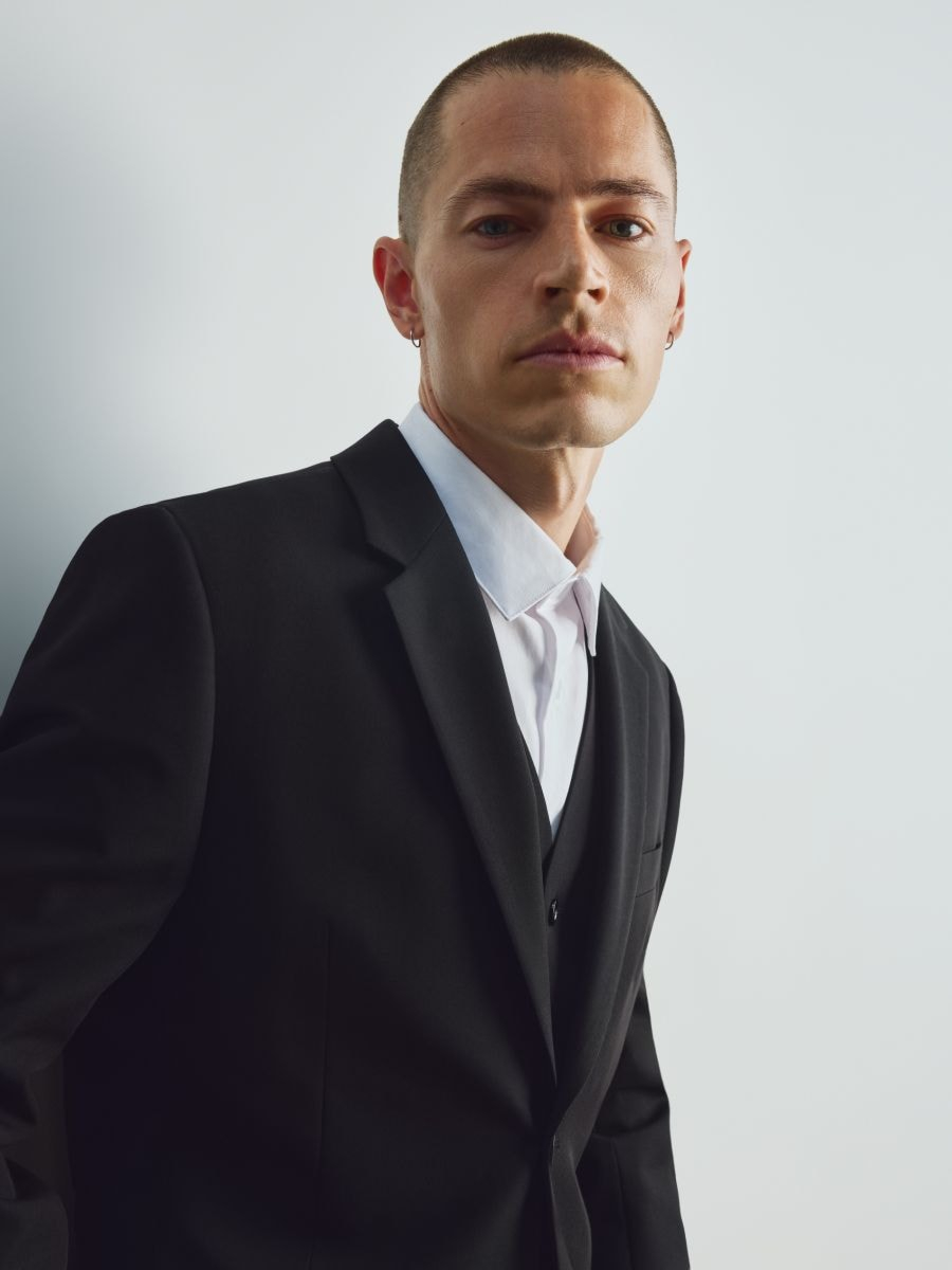 בלייזר בגזרת Slim Fit בתערובת ויסקוזה main product photo