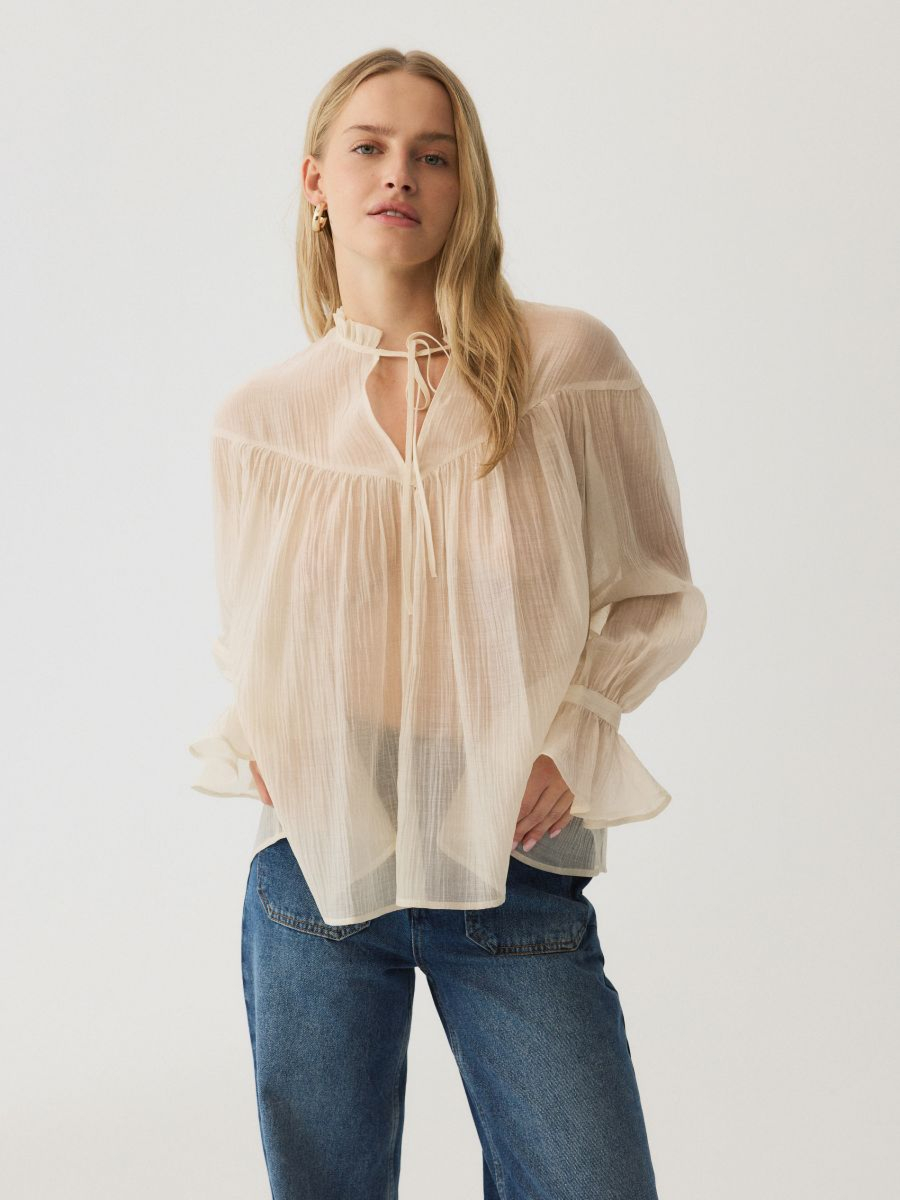 חולצה אלגנטית עם קשירה בצווארון main product photo