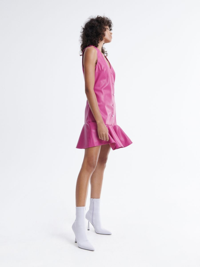 שמלת מיני עם מלמלה דמוי עור