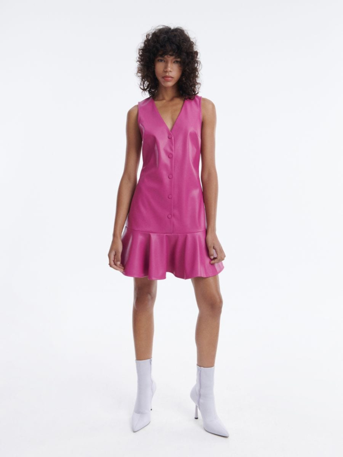 שמלת מיני עם מלמלה דמוי עור