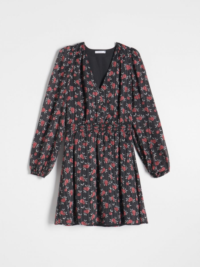 שמלה מודפסת בשרוול ארוך