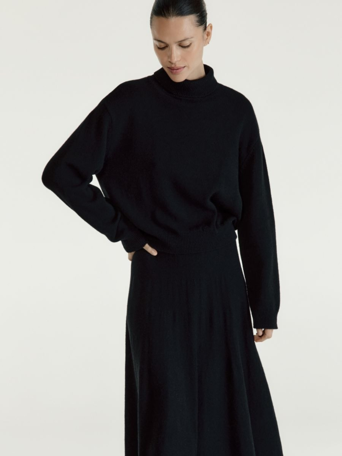 סריג צווארון גולף משולב צמר