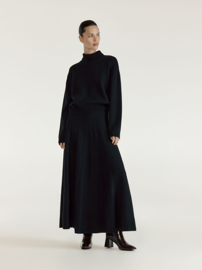 סריג צווארון גולף משולב צמר