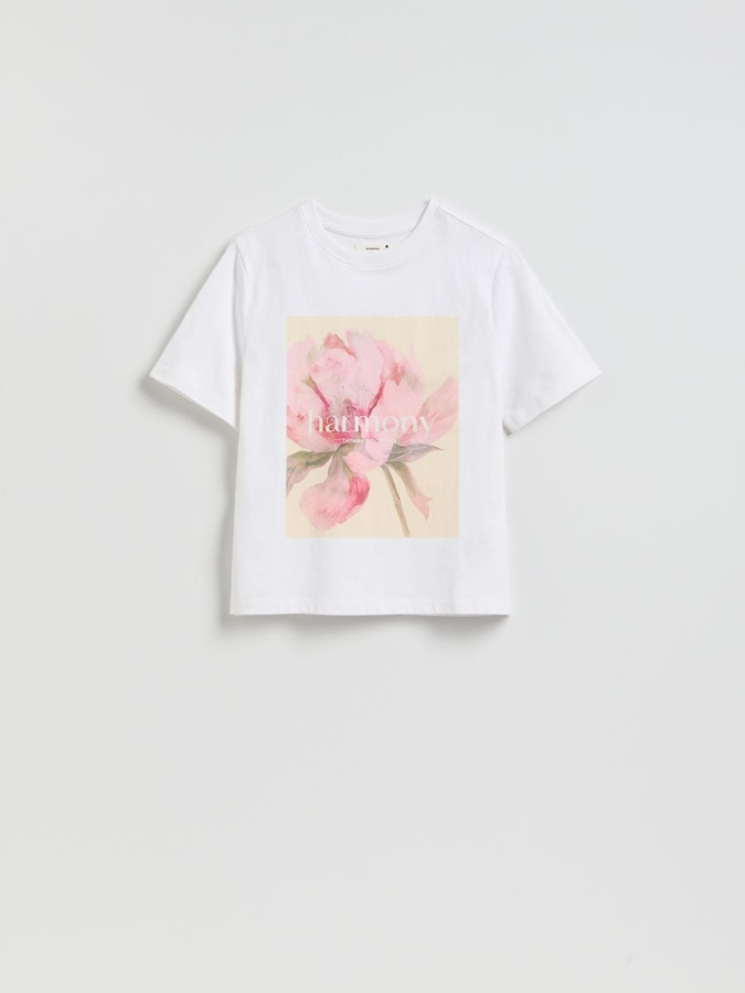 טי שירט כותנה עם הדפס