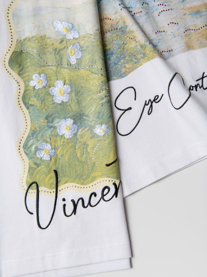 טי שירט כותנה עם הדפס