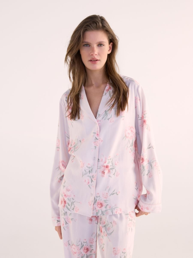 סט פיג'מה מבד ויסקוזה מודפסת