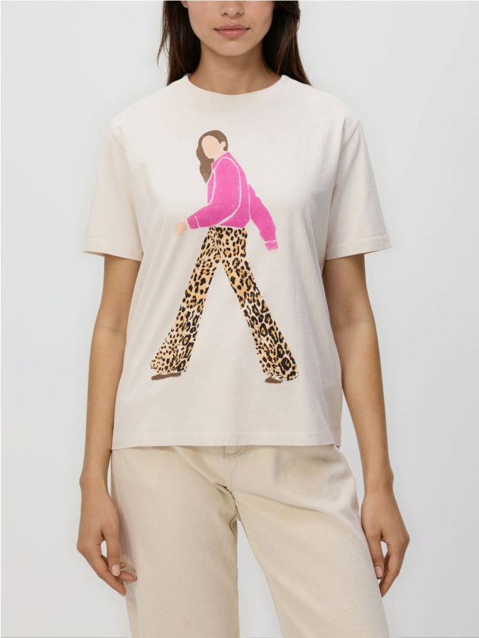 טי שירט כותנה עם הדפס