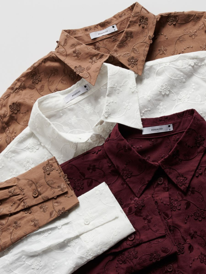 חולצה כותנה עם רקמה