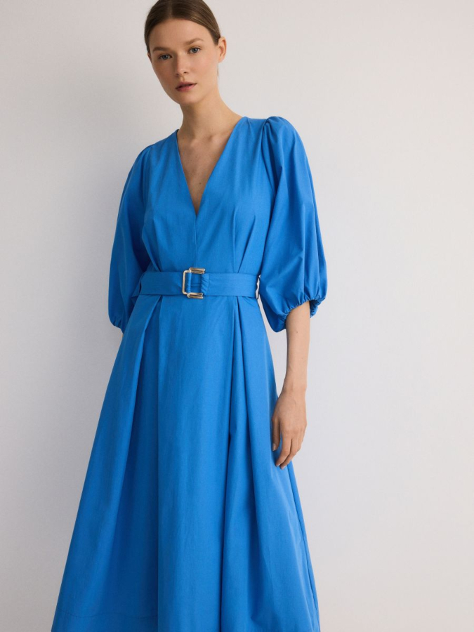 שמלת שרוול ארוך עם חגורה