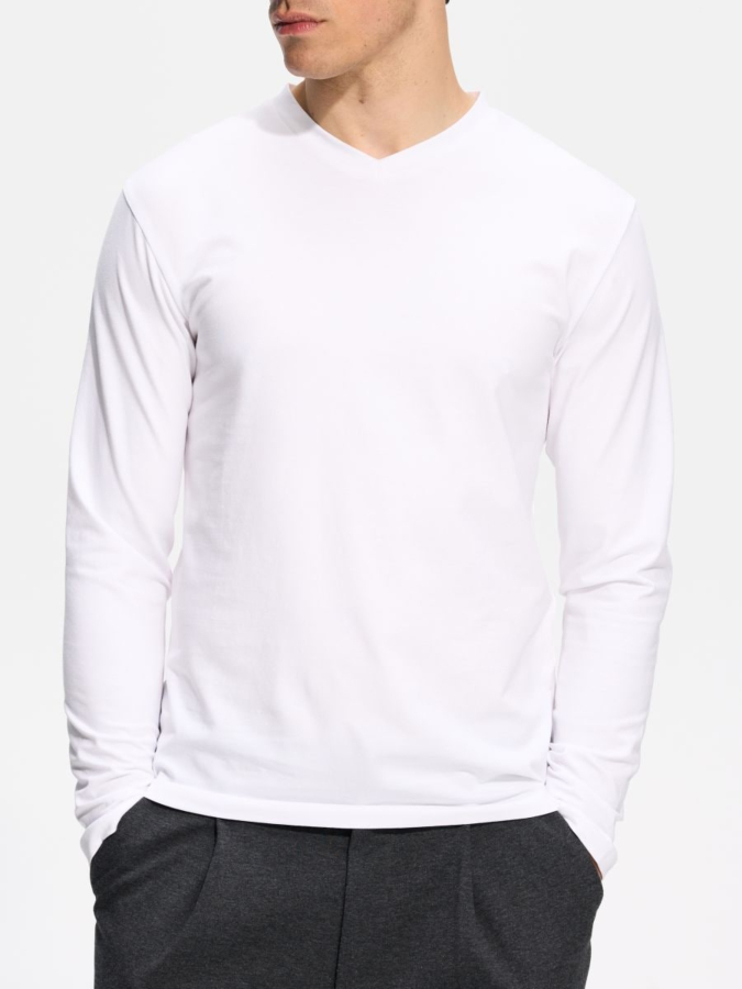 חולצת טי Slim Fit עם שרוולים ארוכים