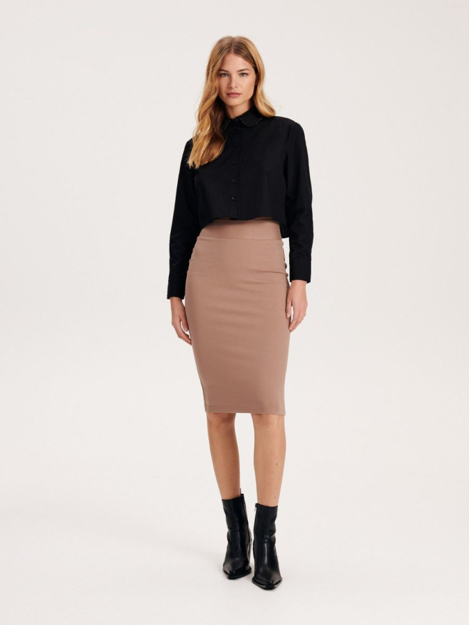 חצאית מידי צמודה חלקה