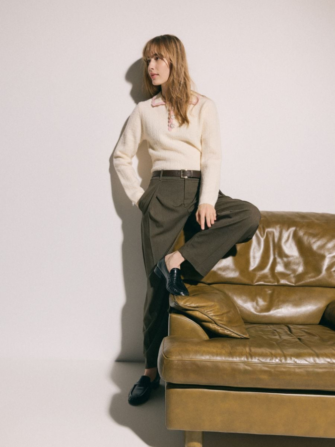 מכנסי רחבים עם חגורה