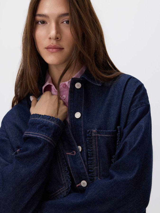 חולצת ג'ינס עם וולנים