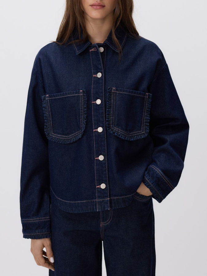 חולצת ג'ינס עם וולנים