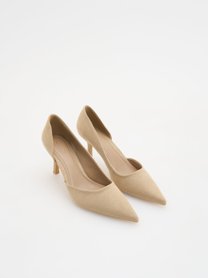 נעלי עקב מעור דמוי זמש