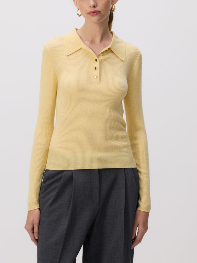 סוודר פולו משולב צמר