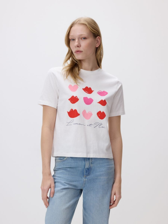 טי שירט כותנה עם הדפס