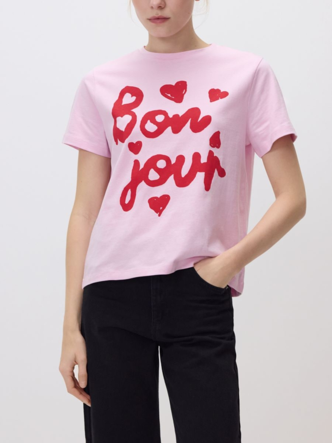 טי שירט כותנה עם הדפס