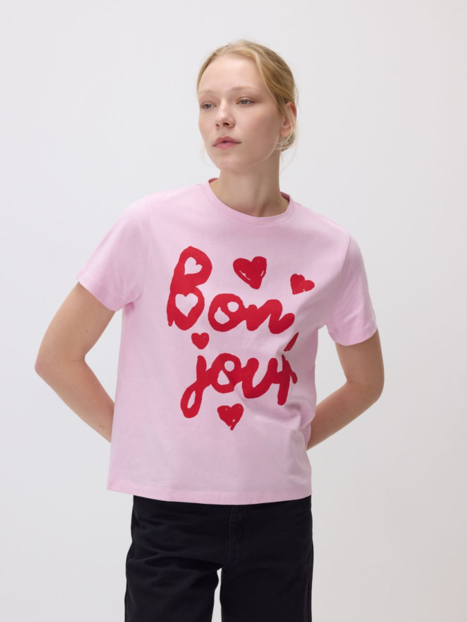 טי שירט כותנה עם הדפס