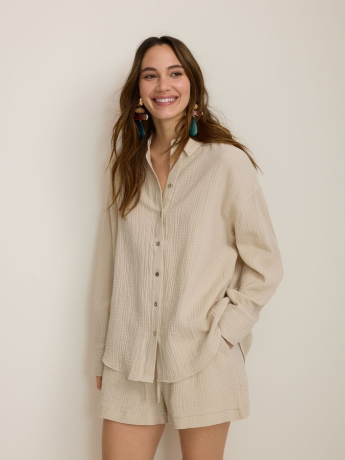 חולצת כפתורים בד מוסלין