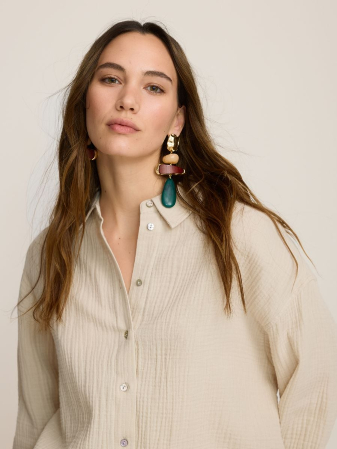 חולצת כפתורים בד מוסלין