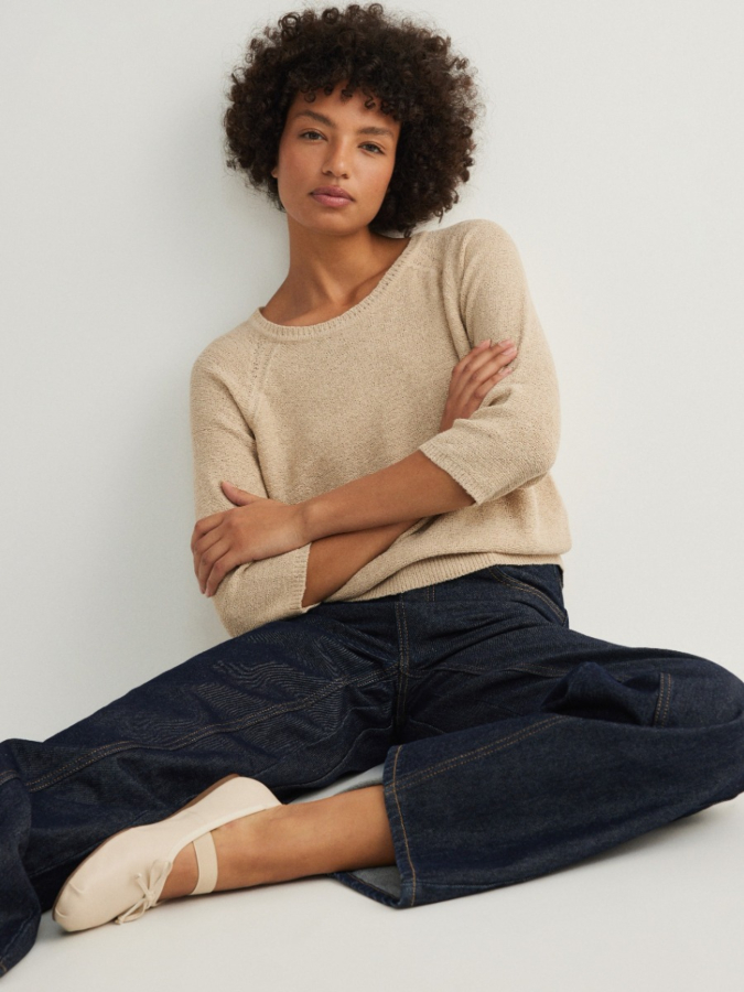 סריג חלק שרוולי 3/4