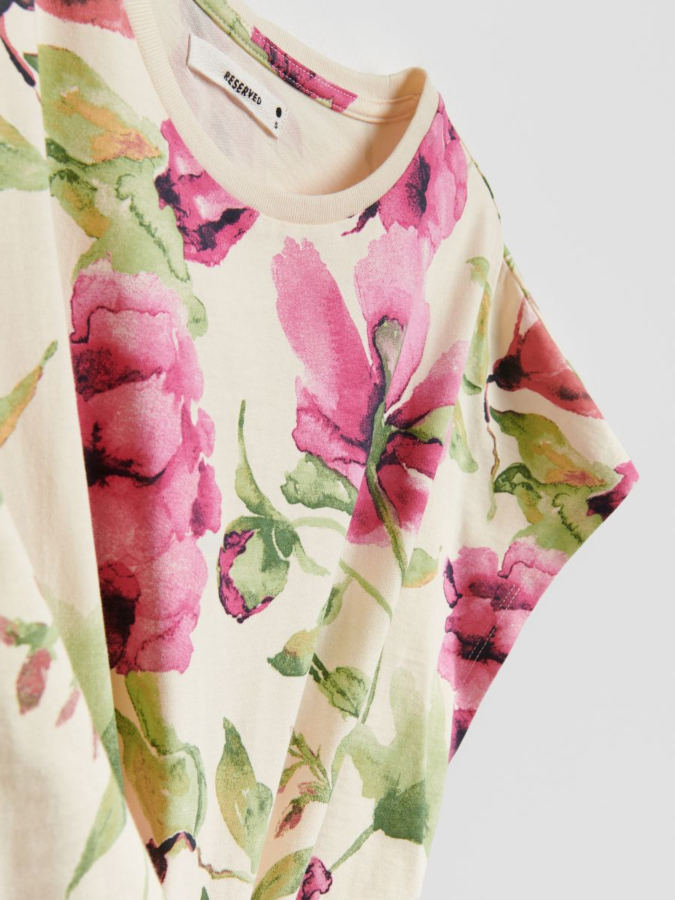 טי שירט קימונו מודפסת