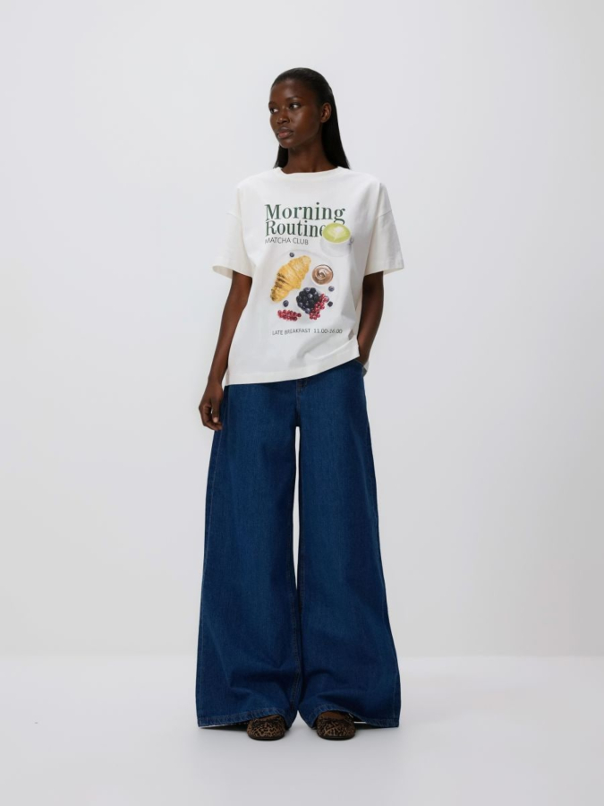 טי שירט כותנה עם הדפס