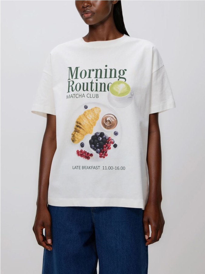 טי שירט כותנה עם הדפס