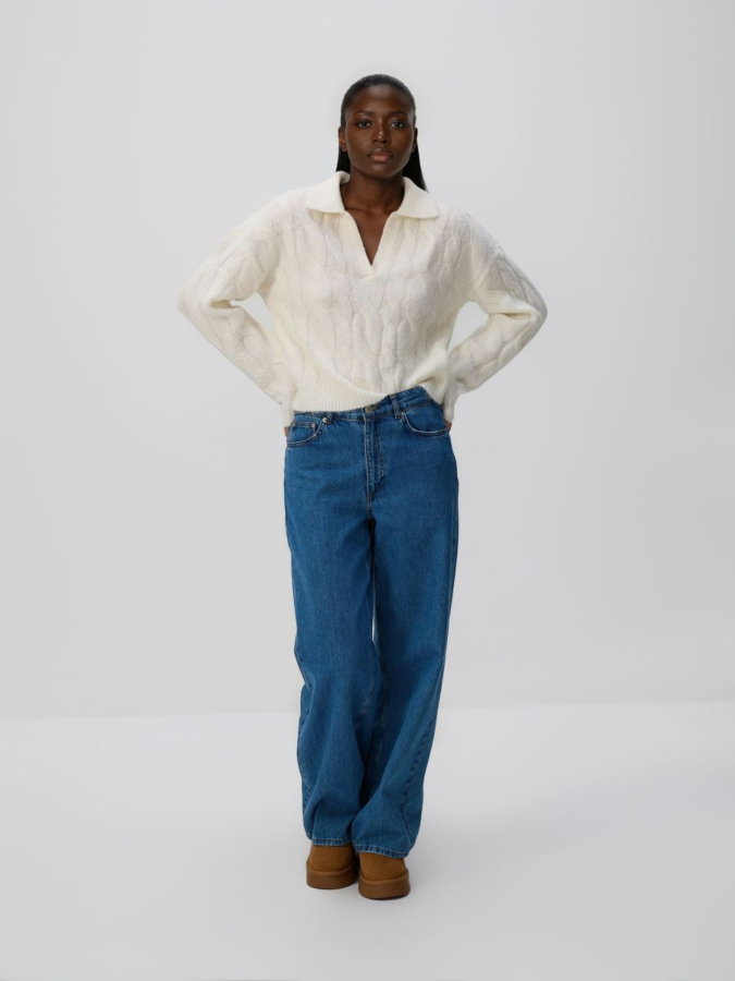 סריג צמות עם צווארון