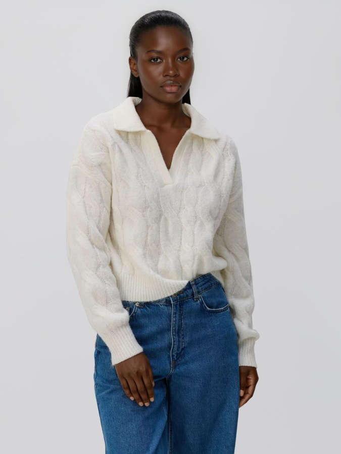 סריג צמות עם צווארון