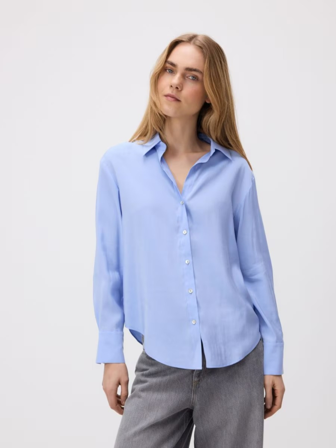 חולצת כפתורים חלקה ויסקוזה