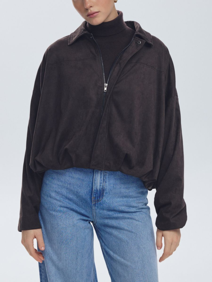 ג'קט אוברסייז דמוי זמש