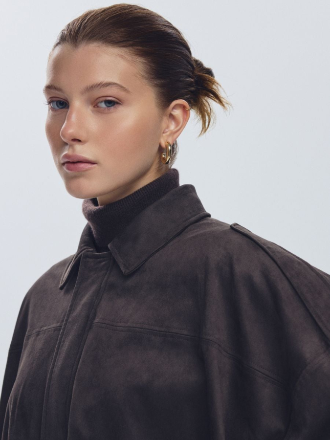 ג'קט אוברסייז דמוי זמש