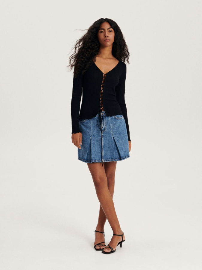 חולצת ג'רסי ארוכה עם קשירה