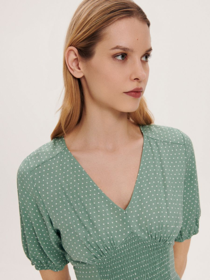 שמלת ויסקוזה מקסי נקודות