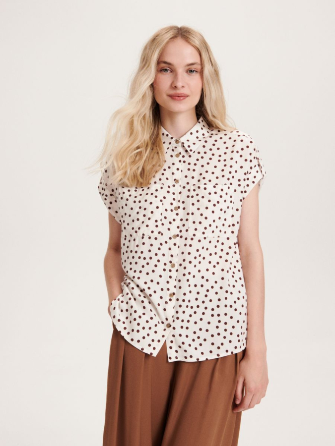 חולצה קצרה מכופתרת ויסקוזה בדפוס