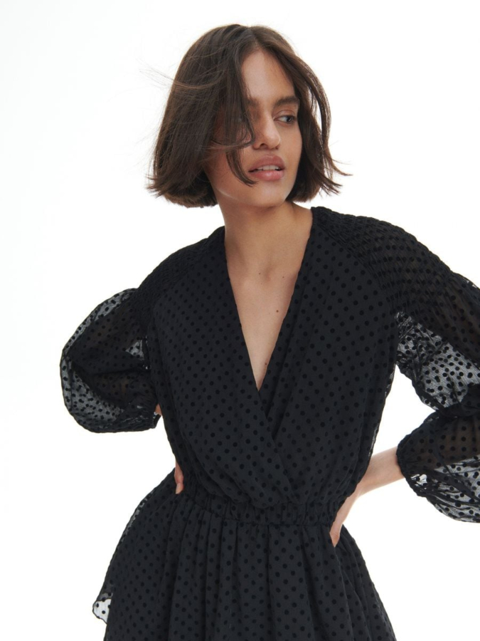 שמלת שיפון מנוקד