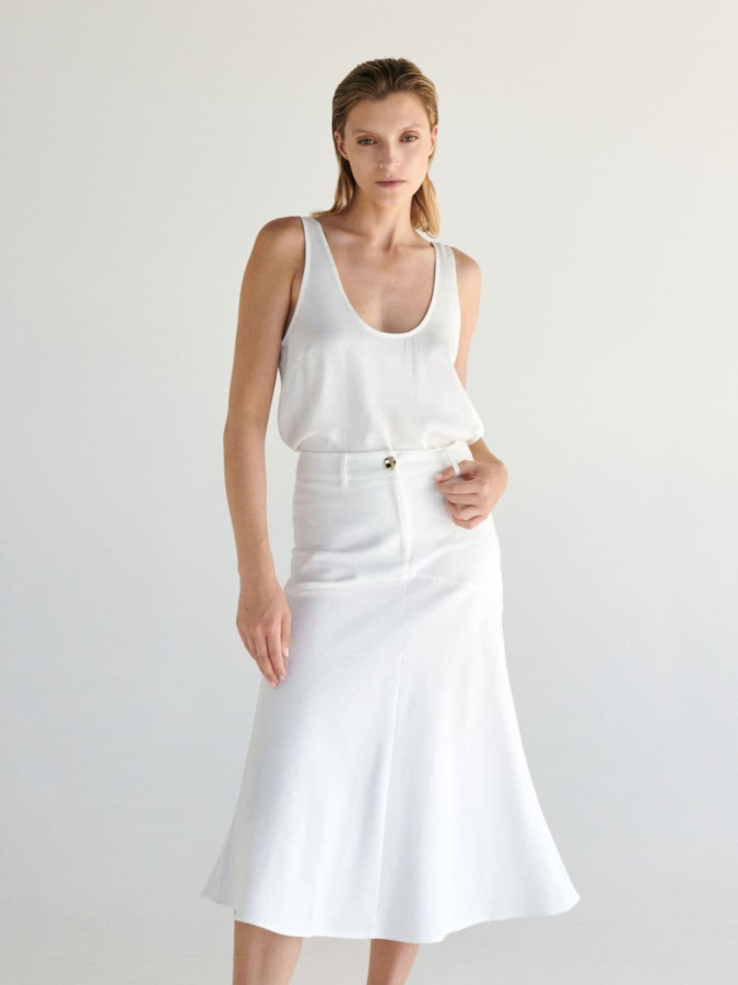 חצאית לבנה מידי כותנה