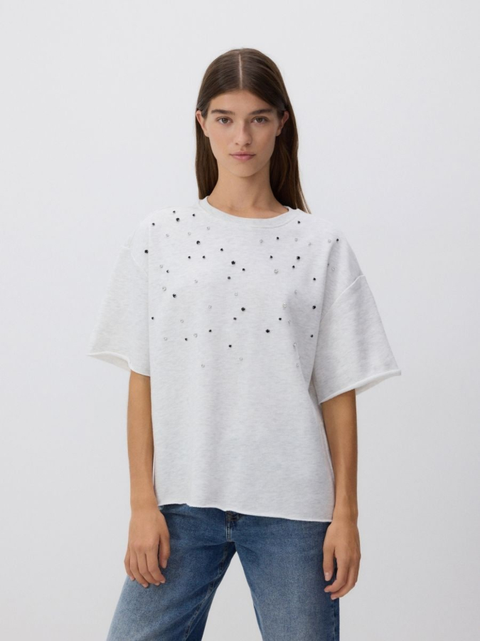 טי שירט אוברסייז עם רקמת דיטיילס