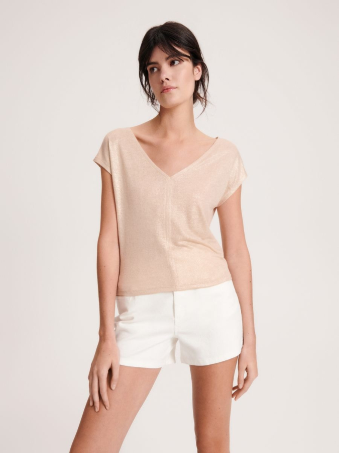 חולצת טי מבד מעורב ויסקוזה