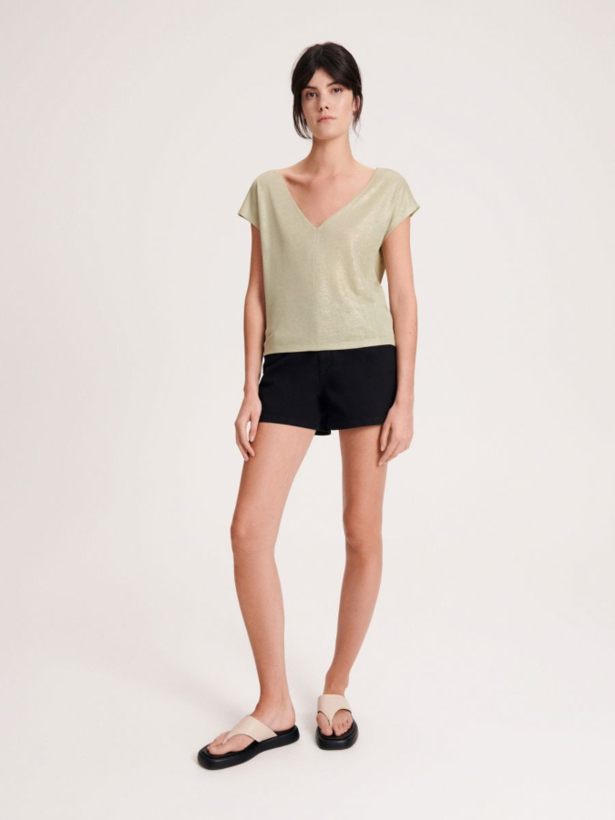 חולצת טי מבד מעורב ויסקוזה