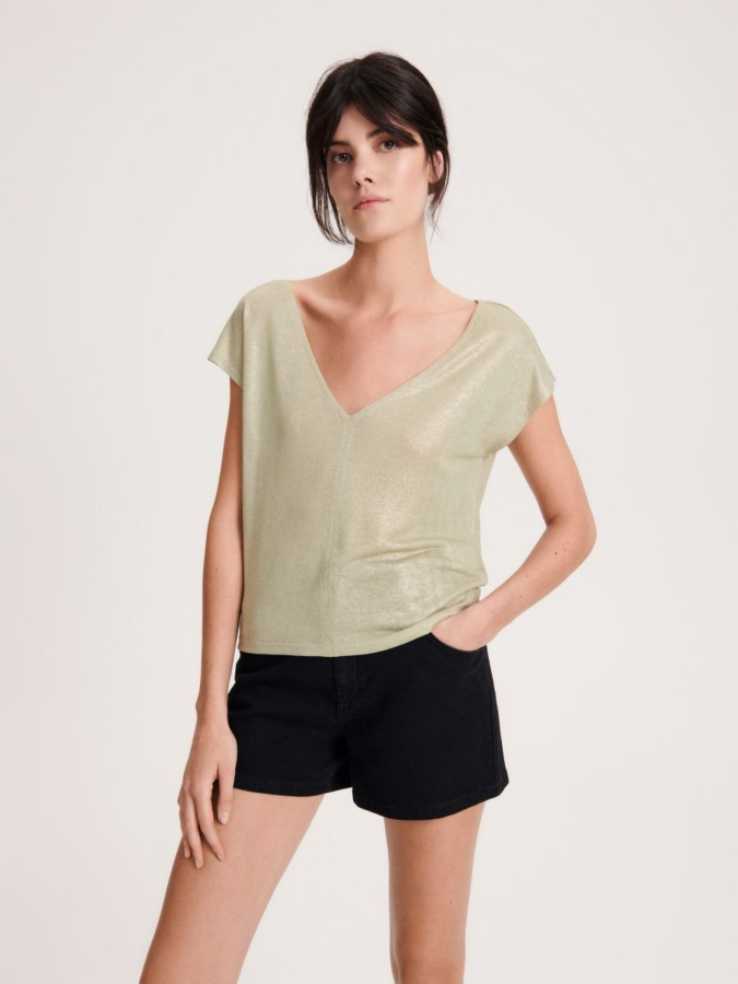 חולצת טי מבד מעורב ויסקוזה