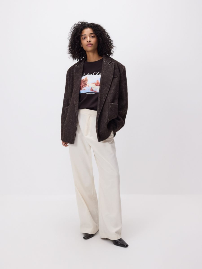 טי שירט כותנה עם הדפס