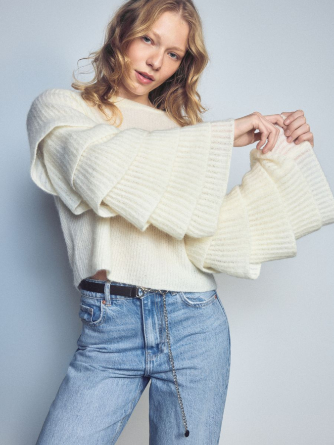 סריג עם שרוולי וולאן מתרחבים