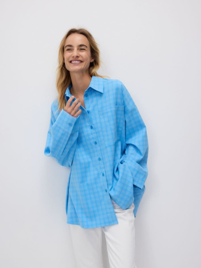 חולצה משובצת אוברסייז